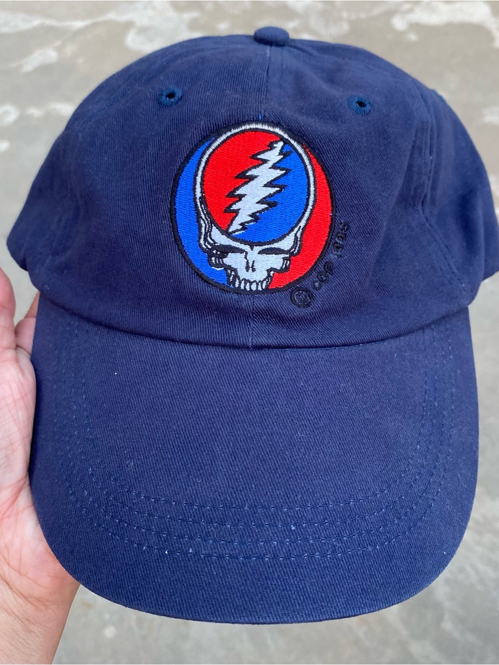 Vintage 90s Grateful Dead Hat Steal Your Face Red Blue Cap Anvil
